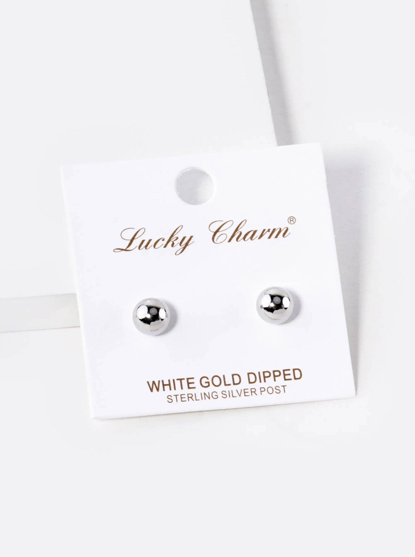 White Gold Dipped 7mm Ball Stud Earrings: Gold