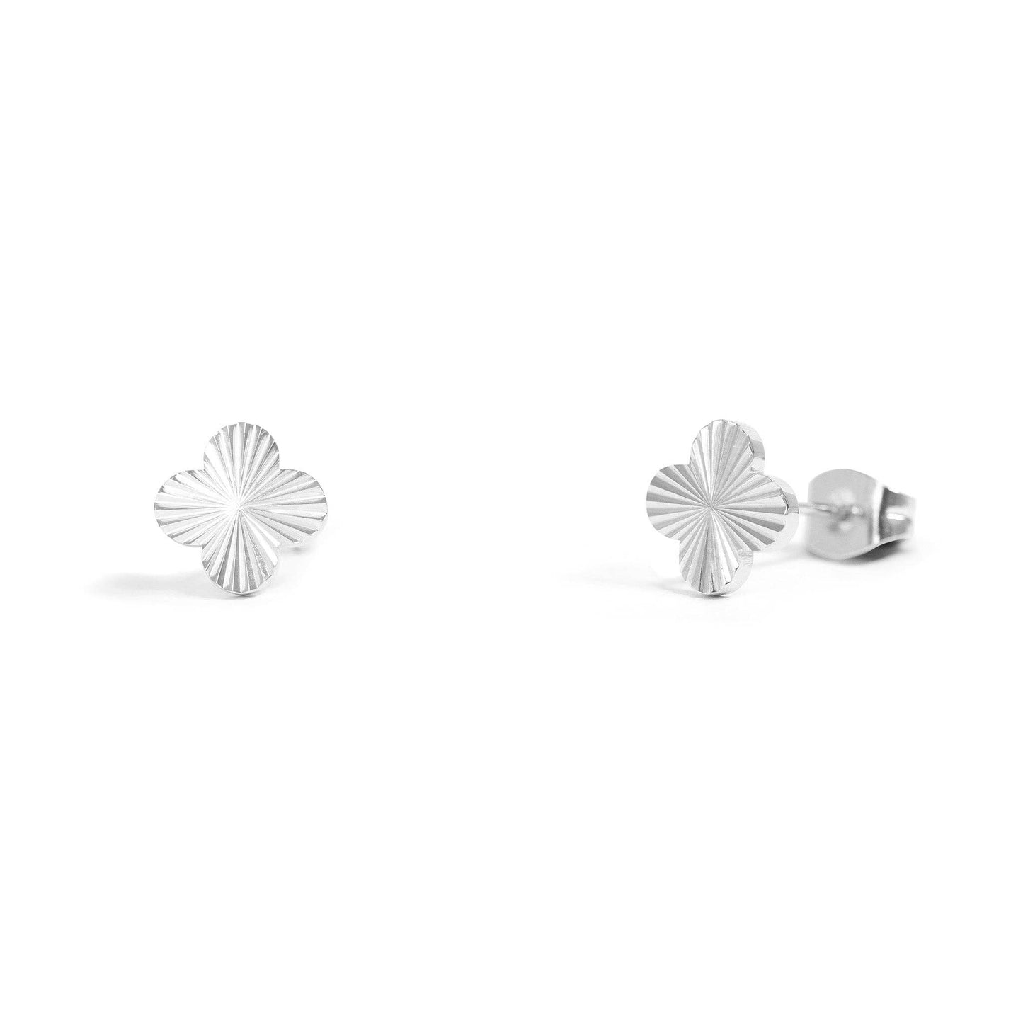 18K Gold PVD Stainless Steel Clover Stud Earrings: Stainless