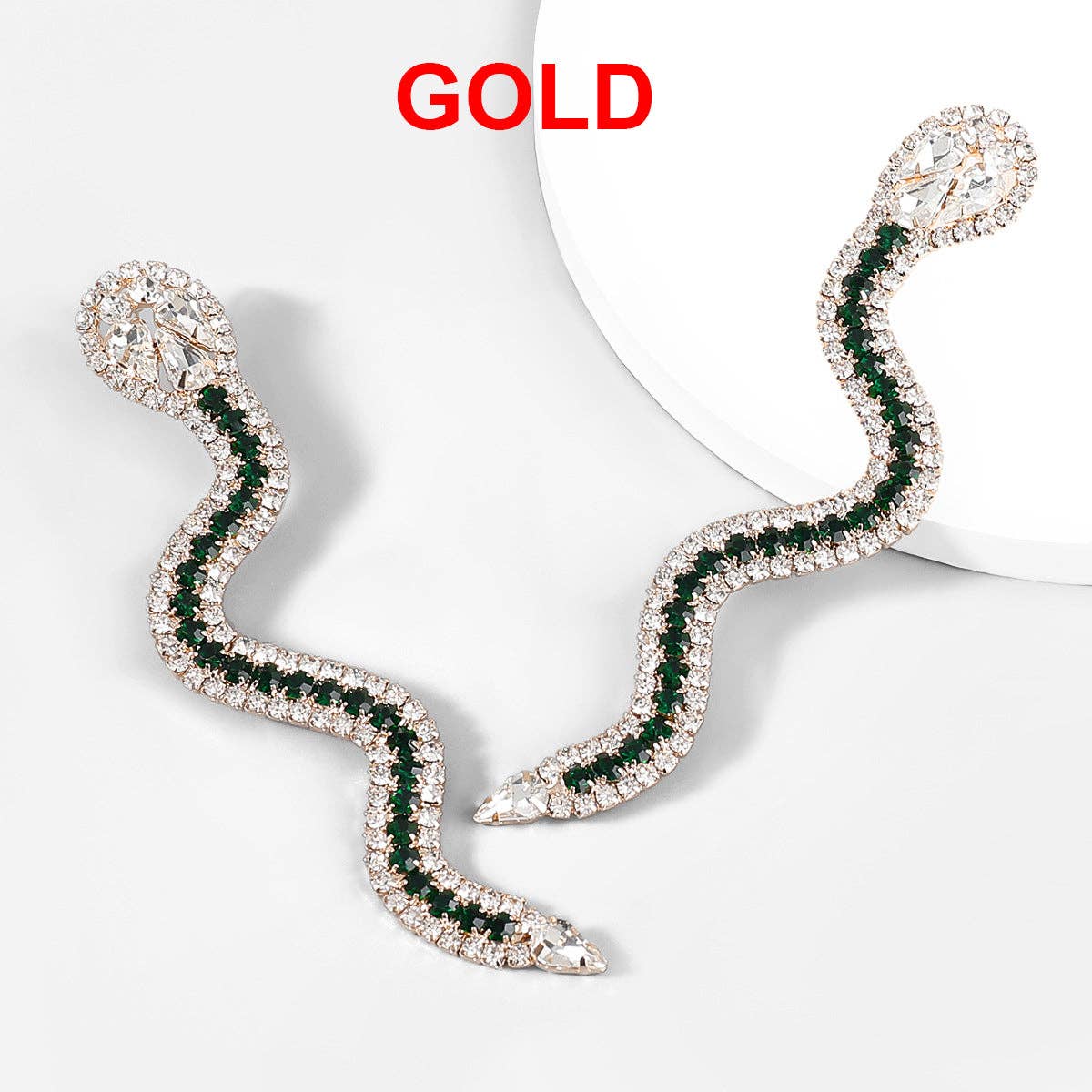 Snake Rhinestone Earrings E5672: Gold