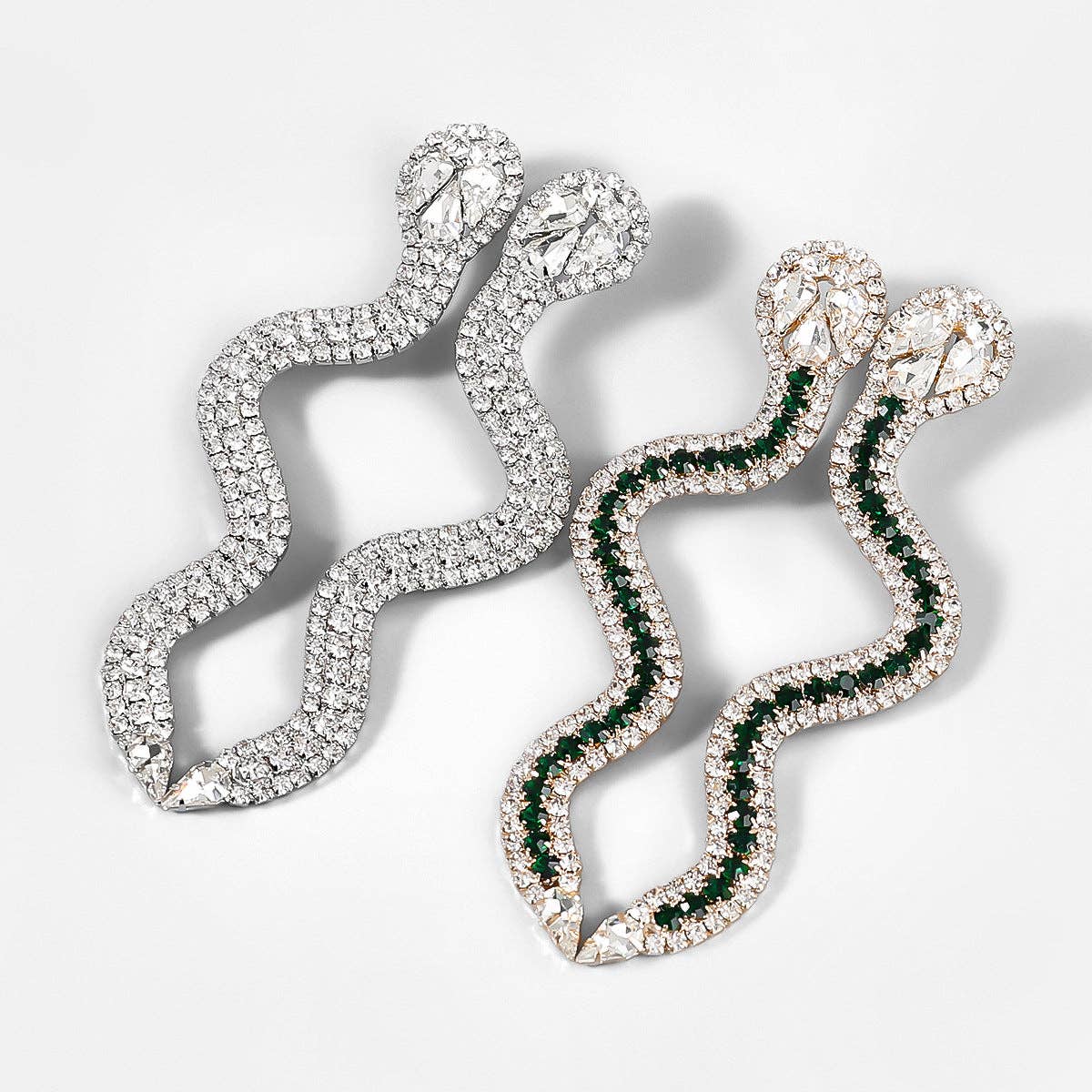 Snake Rhinestone Earrings E5672: Gold