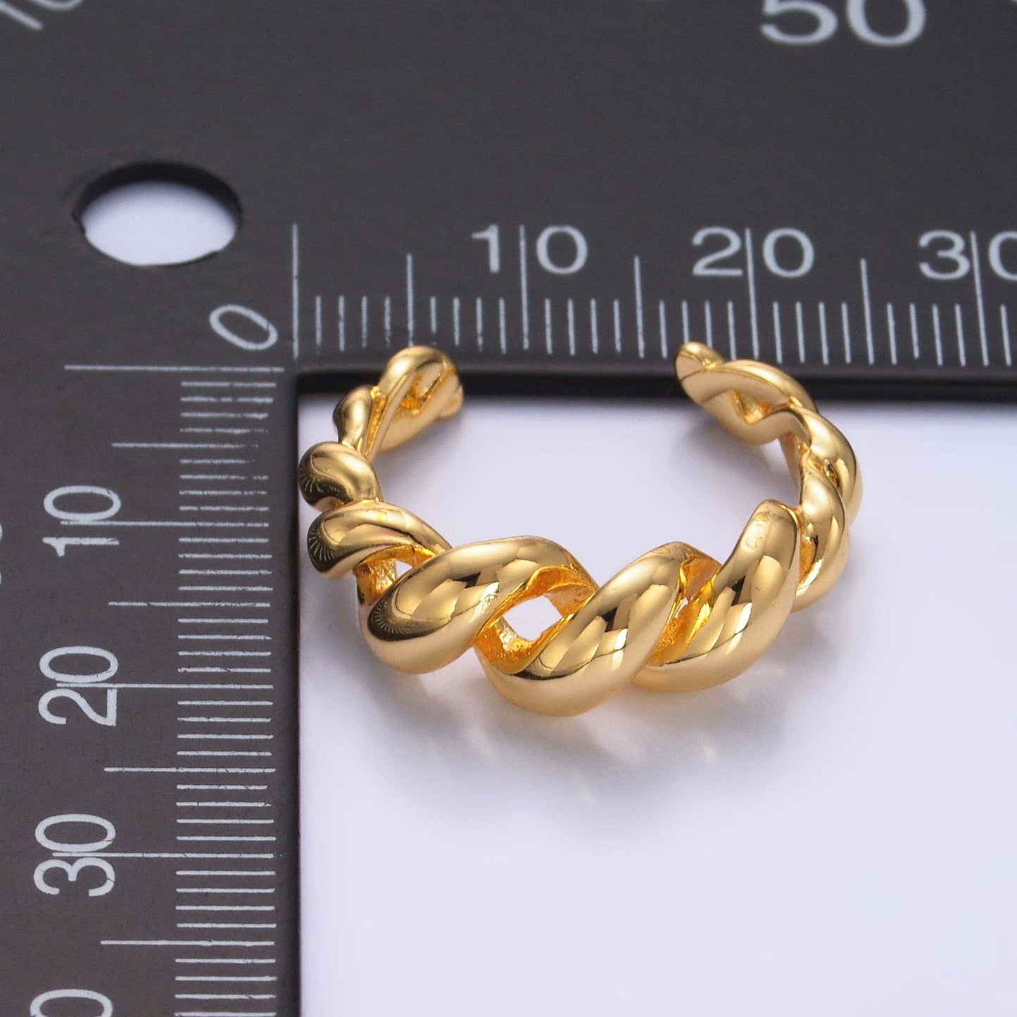 16K Gold Filled Spiral Twisted Out Rope Ring | O552